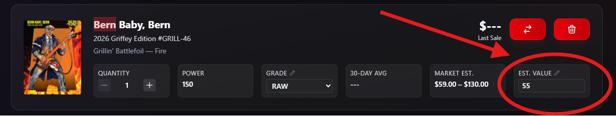 Estimate card value only you can see